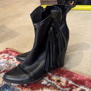 Black Fringe Ankle Boots